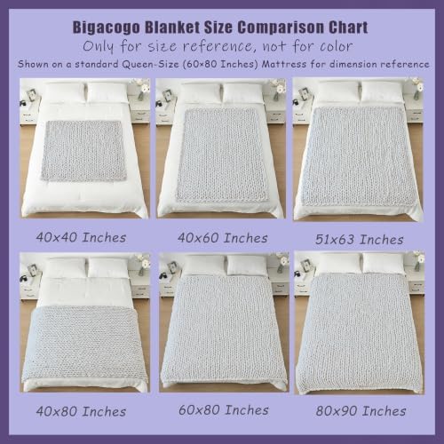 Bigacogo Chunky Knit Throw Blanket for Couch, 40x80 inches, Winter Grape - Image 6