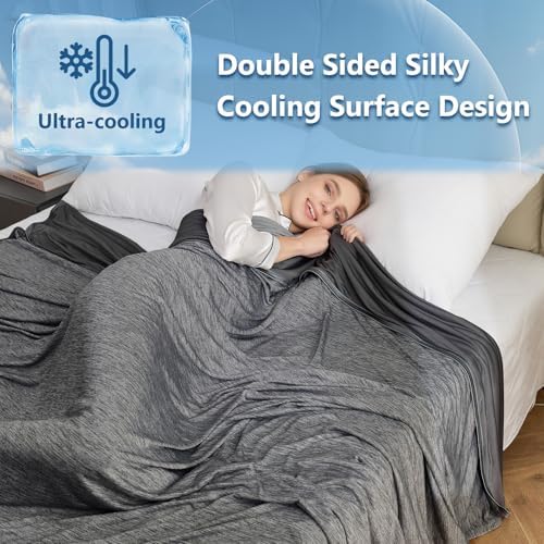 CHOSHOME Cooling Blanket for Hot Sleepers - Summer Blanket Thin Soft Lightweight Breathable Double Side Enhanced Cooling for Hot Flashes, Night Sweats, Bed, Couch (Black, 96 x 120 inches) - Image 6