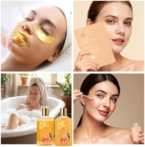 25 Pcs Mother's Day Gift, Bergamot & Rose Bath & Body Gift Set for Women, Hydrating Skin Care Kit, Pamper Self Care Gifts, Leather Bag, Necklace, Christmas, Birthday, Anniversary, Mom - Image 5