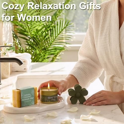 8PCS Birthday Gifts Box for Women Care Package Baskets for Women Hug in a Box Self Care Get Well Soon Gift Set for Mom Wife Girlfriend Sister Friends (Green) - Image 5