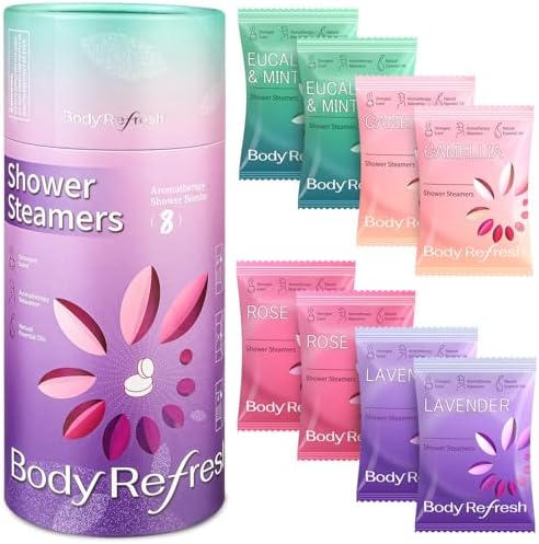 BodyRefresh Shower Steamers Aromatherapy 8 Pack - Birthday Gifts for Women Mom Wifr Sister Girlfriend, Shower Bombs for Stress Relief, Self Care Home Spa Gifts for Women by BodyRefresh