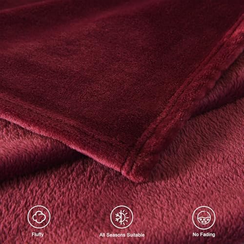 TASTHROW Burgundy Throw Blanket 60x80 Inches - Image 4