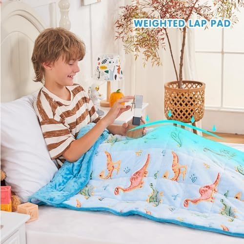 yescool Weighted Blanket 5 Pounds Weighted Lap Blanket, Glow in The Dark Dinosaur Heavy Blankets, Warm Minky Weighted Throw Blanket Gifts for 40-60lbs, 36"x48" - Image 2