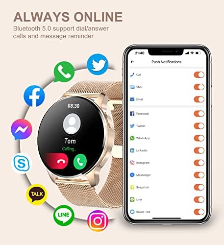 Iaret Smart Watch for Women (Answer/Make Call), Fitness Tracker for Android and iOS Phones Waterproof Smartwatch with 1.32" HD Full Touch Screen AI Voice Control Heart Rate Sleep Monitor Pedometer - Image 2