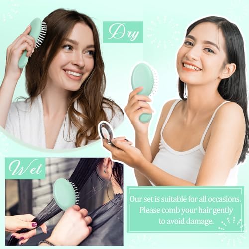60 Pcs Sage Green Mini Hair Brushes Bulk for Team Gifts Soft Bristles Adds Shine Scalp Massage and Detangling Travel Hair Combing for Women Spa Party Favors Homeless - Image 6
