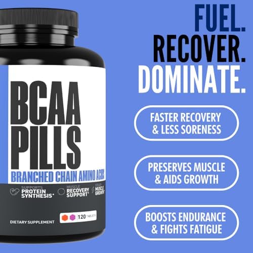 Crazy Muscle BCAA Pills Branched Chain Amino Acids Essential Supplement for Workout Support Pre Post Training Fitness Support for Men and Women 2:1:1 Ratio 120 Tablets 40 Servings. - Image 5
