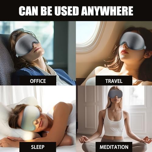 Sleep Mask for Side Sleeper Women Men, 100% Light-Blocking Eye Mask for Deeper Sleep, Zero Eye Pressure, Soft Breathable Adjustable Elastic Strap Perfect for Travel and Insomnia - Image 4