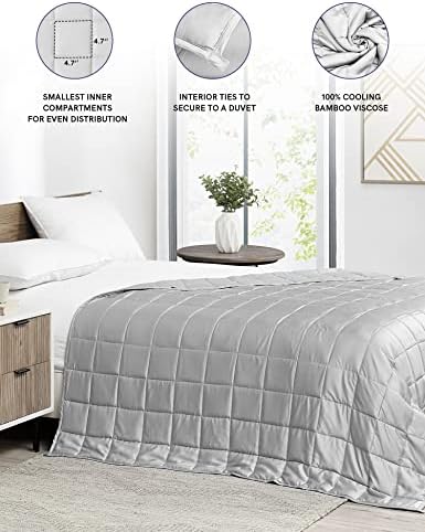 YnM Cooling Weighted Blanket — 100% Cooling Oeko-Tex Certified Material with Premium Glass Beads (Light Grey, 48''x72'' 20lbs), Suit for One Person(~190lb) Use on Twin/Full Bed - Image 5