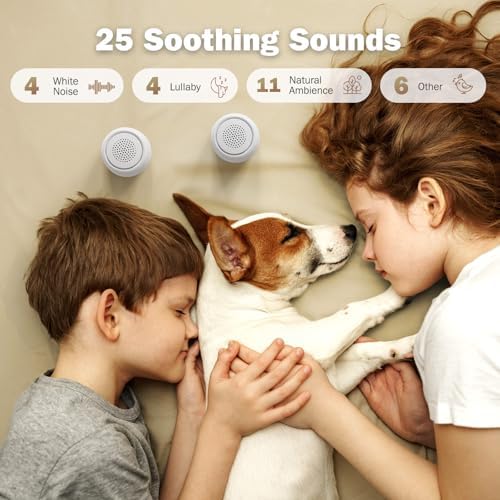2-Pack Sync Stereo, Paussion Portable Mini Noise White Sleep Sound Machine for Adults Kids Baby 25 Soothing Songs, Auto Timer, Perfect for Travel, Home, Office Privacy - Image 5