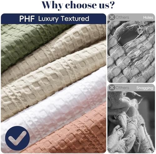 PHF Lightweight Waffle Weave Blanket Queen Size 90"x 90", Soft Woven Summer Blanket for Hot Sleepers - Aesthetic Home Decor for Couch Bed Sofa, Pet Friendly, Natural/Linen - Image 3