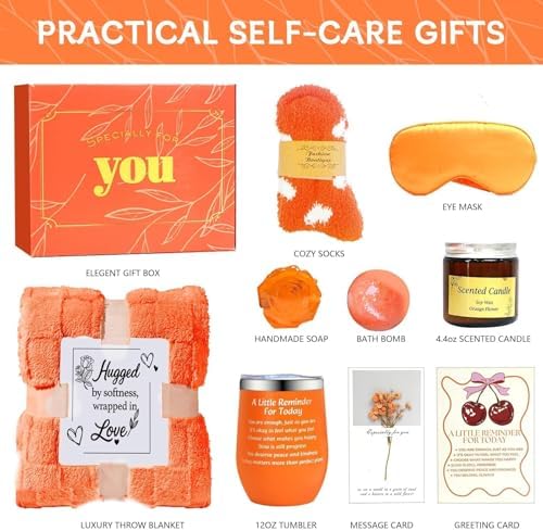 Halloween Orange Self Care Set Relaxing Spa Gifts Fall Boo Basket for Her - Image 3