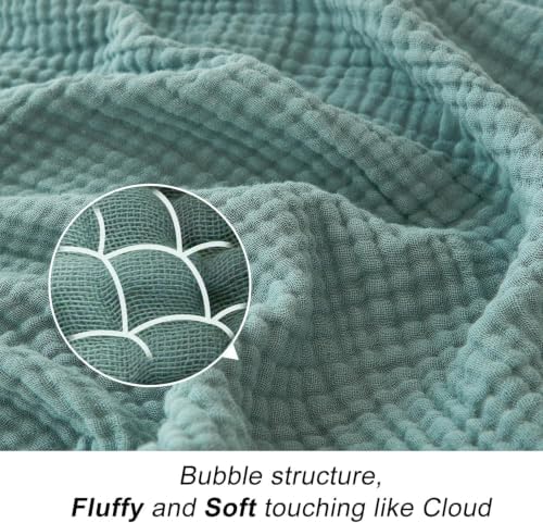 EMME Cotton Muslin Blanket King Size - Soft, Breathable Layering Bedspread Blanket, 108"x90", All Season Gauze, Teal - Image 3