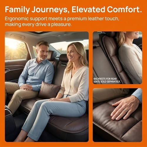 A leather rear seat cushion specially designed for cars - made by hand - can relieve pain in the buttocks, pressure points, and sciatic nerve. | Rear seat cover (Coffee Brown, Rear Seat Cushion) - Image 5