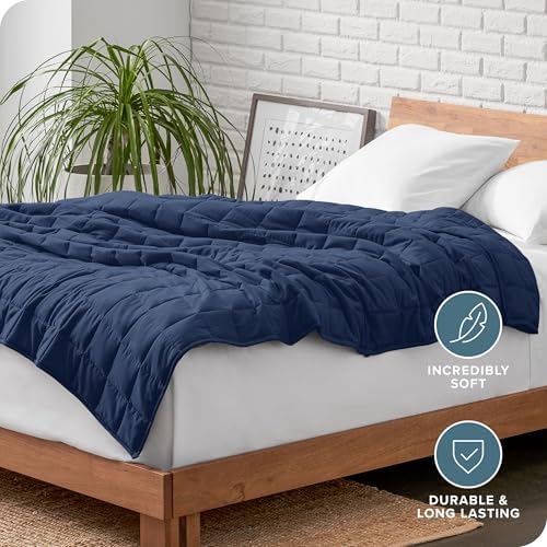 Bare Home Cotton Weighted Blanket (Dark Blue, 48"x72" 15lbs) - Image 5