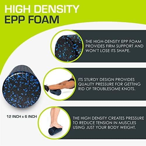 ProsourceFit High Density Foam Rollers 12 - inches long, Firm Full Body Athletic Massage Tool for Back Stretching, Yoga, Pilates, Post Workout Muscle Recuperation, Black/Blue - Image 3