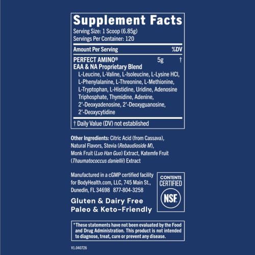 BodyHealth PerfectAmino - BCAA and EAA Powder for Pre and Post Workout - Amino Acid Energy Drink for Men and Women to Support Lean Muscle and Recovery - Lemon Lime - 120 Servings - Image 2