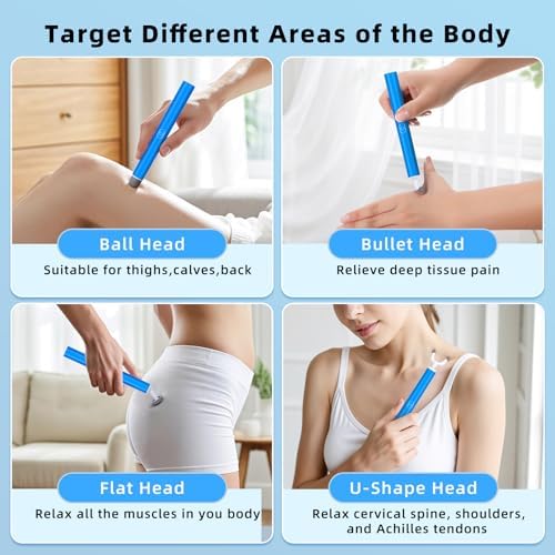 Mini Massager Hand Massager, Mini Massage Gun with 4 Replacement Heads, Hand Therapy & Neck Shoulder Muscle Pain Relief, Quiet & Portable Soften Scar Tissue Massager for Travel & Office Use - Image 5