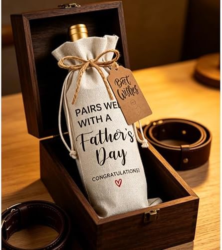 1Pcs Father's Gifts Wine Gifts Bag Dad gifts Wine Bag Father's Day, Pairs Well With a Father's Day with 1Pcs Kraft Blessing Cards and natural jute rope - Image 4