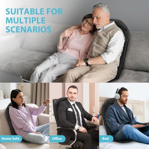 Back Massager Chair Pad, Back Massager with Heat, 5 Vibration Modes & 2 Heat Levels Massage Seat Cushion, Electric Massage Pad for Back Pain Relief, Birthday Gifts for Men Husband Dad Mom Women - Image 6
