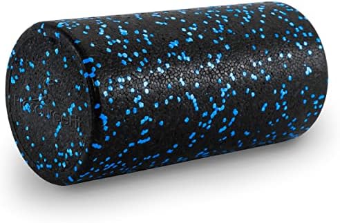 ProsourceFit High Density Foam Rollers 12 - inches long, Firm Full Body Athletic Massage Tool for Back Stretching, Yoga, Pilates, Post Workout Muscle Recuperation, Black/Blue by PROSOURCE