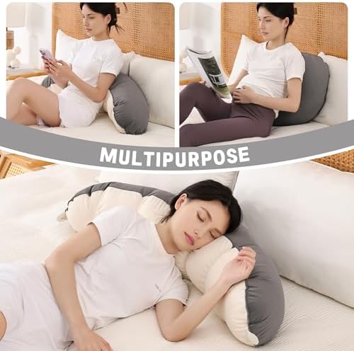 Peallow(Pat. Pend) – Long Round Body Pillow for Adults, Bolster Pillow for Sleeping, Soft and Supportive Pillow for Sleeping & Lumbar Support (Gray-White, 39") - Image 6