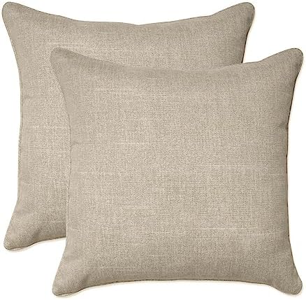 Pillow Perfect Tory Solid Indoor/Outdoor Small Throw Pillow Plush Fill, Weather and Fade Resistant, Small Throw - 16.5" x 16.5", Ivory, 2 Count by PillowPerfect