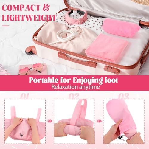FillTouch 12 Pcs 15L Foldable Foot Soaking Tub Kit Portable Foot Bath Tub Foldable Foot Basin Bath Foot Tub for Soaking Feet with Towel and Storage Bag Soak Spa Bucket for Travel Camping (Pink) - Image 6