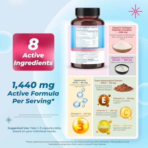 Sotalix Collagen Peptides 1,440 mg with Biotin, Keratin & HA, 150 Capsules - Image 4