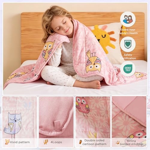 Weighted Blanket - 3 lbs Pink Owl Heavy Blanket - Small Size Breathable Lap Blanket(36 * 48 inches, 3 lbs) - Image 4