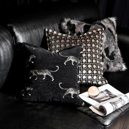 Double Sided Cheetah Pattern Throw Pillow Cover 22x22 Inch, Luxury Reversible Design Pillow Covers with Invisible Zipper for Sofa Bed Bedroom Living Room Home Decor - Image 2