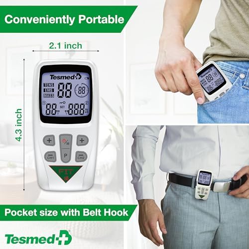 TESMED Fit 5.8: Muscle Stimulator for EMS, TENS, Massage (3 functions in 1), 22 programs, 6 of which are customizable, ideal for pain relief and stimulation of the abdomen, buttocks, and chest muscles - Image 3