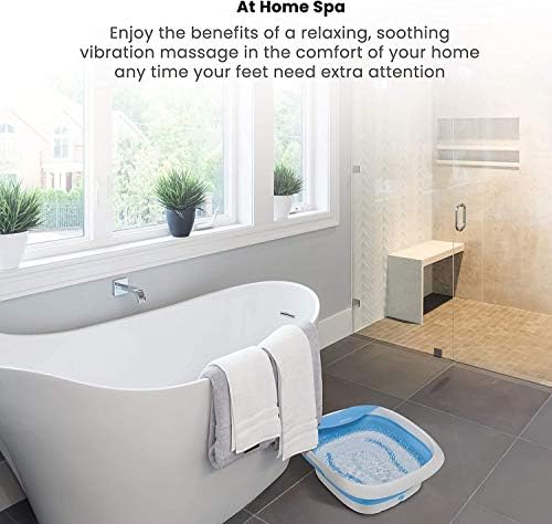 HoMedics Compact Pro Spa Collapsible Footbath with Heat Maintenance, Vibration Massage, ACU-Node Surface, Improves Circulation, Soothe Tired Muscles, Tub for Easy Storage, Blue and White - Image 4