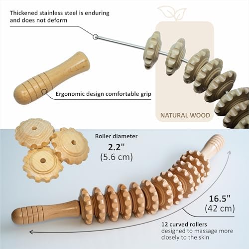 Curved Muscle Roller Stick – Deep Tissue Massage Stick for Muscle Recovery & Sports Therapy, Manual Massage Roller for Legs, Back & Trigger Points (Zero Flex Steel Core) with Travel Bag - Image 3