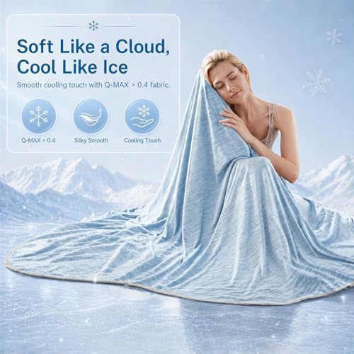 Cooling Blanket for Hot Sleepers - Lightweight Breathable Cool Cold Blanket - Keep Cool for Night Sweats, Soft Thin Ice Throw Blankets for Bed Couch Sofa, (Light Blue, 50"x70") - Image 4