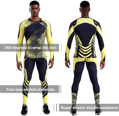 OEBLD Men's Workout Compression Clothes Long Sleeve Compression Shirts and Pants Thermal Base Layer Set - Image 5