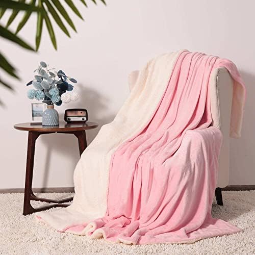 NANPIPER King Size Sherpa Blanket, Soft Fleece Throw for Bed, Reversible Thick Fuzzy Blanket for Winter (Pink, 90x108 inches) - Image 2