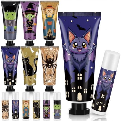 12 Pack Halloween Hand Cream and Lip Balm Gifts Sets for Women Bulk by Dansib