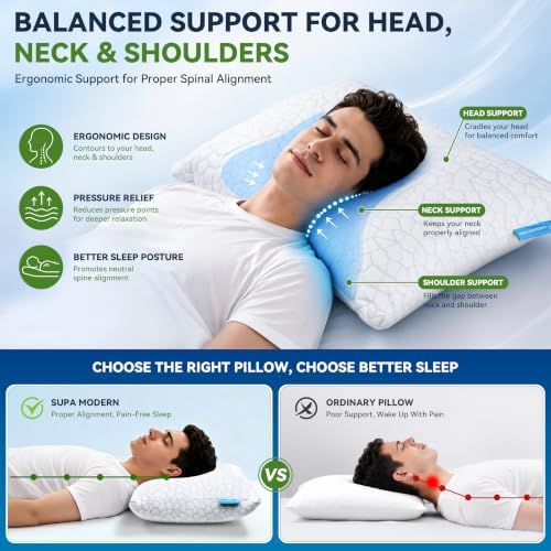 Cooling Pillow King Size 1 Pack, Adjustable Bed Pillows for Sleeping, Luxury Shredded Memory Foam Pillows, Soft Yet Supportive Firm Pillow for Side, Back, Stomach Sleepers, Cool Pillow for Hot Sleeper - Image 6