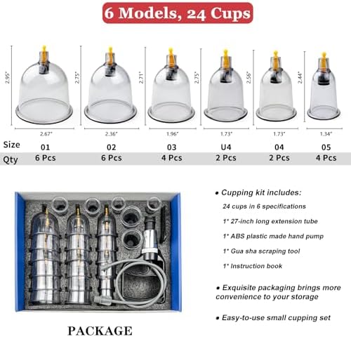 DEFUNX Cupping Set, 24 Cups Cupping Kit for Massage Therapy, Cupping Therapy Set with Pump for Back Massage, Pain Relief, Physical Therapy - Image 2