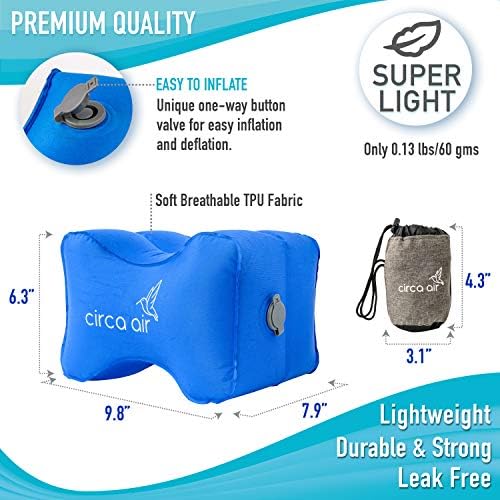 Circa Air Inflatable Knee Pillow for Side Sleepers - Orthopedic Knee Pillows for Sleeping, Sciatica Relief, Back Pain, Leg Pain, Hip or Joint Pain. Weighs Only 1.98 Oz Perfect for Travel/Home - Image 3