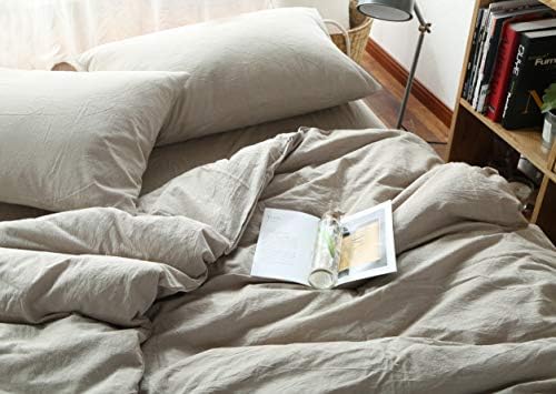F.Y.Dreams 100% Washed Cotton Duvet Cover for Weighted Blanket 48x72 inches with 16 Ties, Zipper on Long Side/Khaki/Just Duvet Cover - Image 4