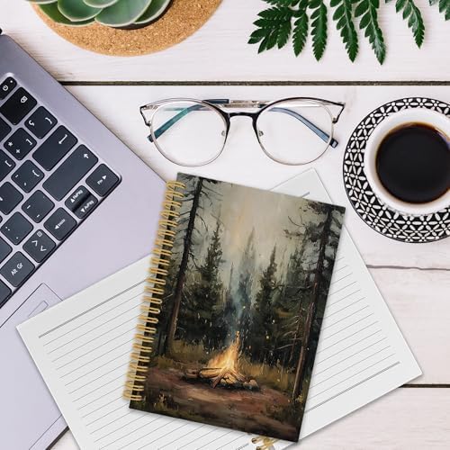 XPH Vintage Campfire Camping Spiral Notebook, Camping Lovers Gifts Journaling Notebooks for Women, Rustic Moody Forest Campsite Hardcover Journals for Writing 160 Pages 5.5 x 8.3 Inch, Camper Gifts - Image 6