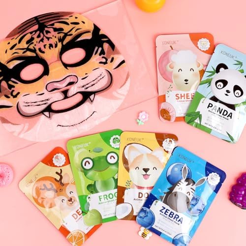 28 Pack Animal Collagen Face Masks for Girls, Bulk Hydrating Face Mask - Image 7
