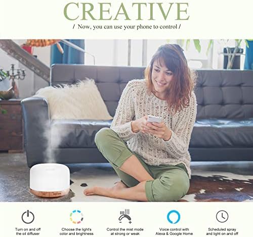 ASAKUKI Smart Wi-Fi Essential Oil Diffuser, 500ml App Control Humidifier - Image 2