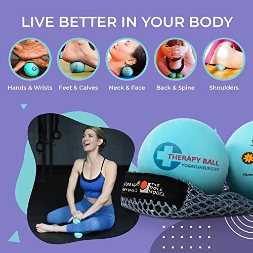 YOGA TUNE UP® Therapy Balls in Tote by Tune Up Fitness - Massage Balls for Trigger Point, Pressure Point & Myofascial Release - Use as Single or Peanut Ball for Pain Relief & Relaxation (Aqua Blue) - Image 4