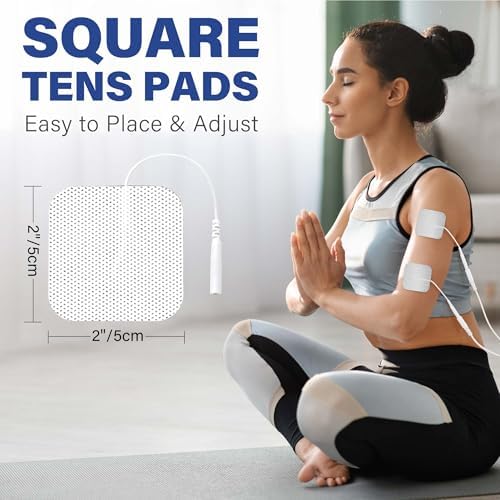 LotFancy TENS Unit Electrode Pads, 80PCS 2"x2" TENS Unit Pads for EMS Muscle Stimulator Electrotherapy, Self-Adhesive TENS Pads Replacement, Reusable and Latex-Free - Image 3
