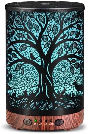 Essential Oil Diffuser, 120 ml Aromatherapy Diffuser with 7 Color Lights, Auto Shut-Off and 4 Timer Settings, Ultrasonic Cool Mist Diffuser for Home Room Office (Harvest Tree) by JOYOLO