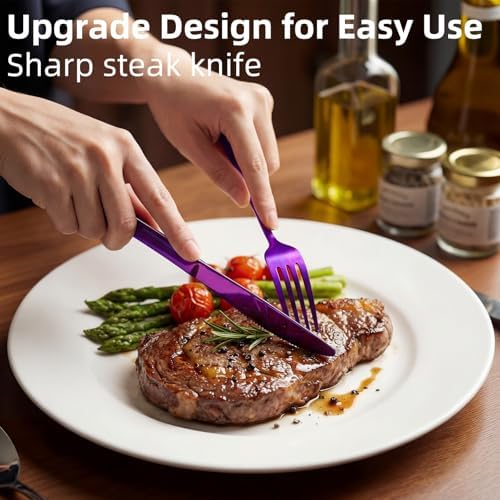 Quatish 5 Piece Travel Utensils with Case, Portable Cutlery Set, Violet - Image 3