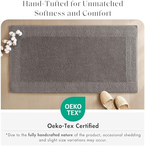 Madison Park Splendor Reversible 100% Cotton Bath Rug, 21 x 34, Charcoal - Image 4