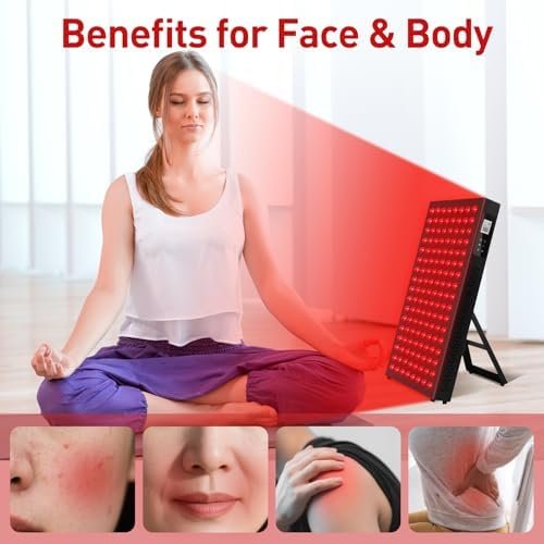 Red Light Therapy,Dual Chip Clinical Grade LED Device with LCD Display Timer Near-Infrared Light 630nm 660nm 810nm 830nm 850nm,Ideal for Face,Body,Pain Relief,Skin Health (Black, 136) - Image 2